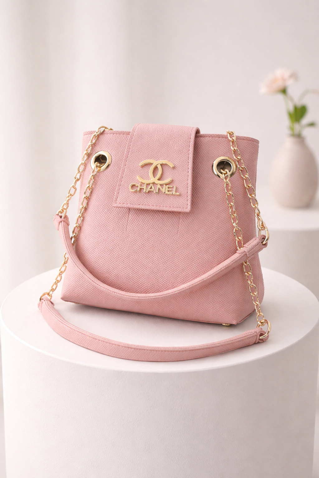Classic Structured Bag with Elegant Gold Chains