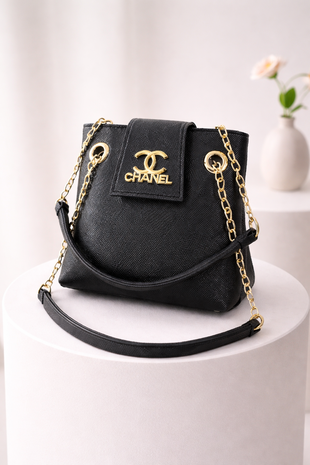 Classic Structured Bag with Elegant Gold Chains