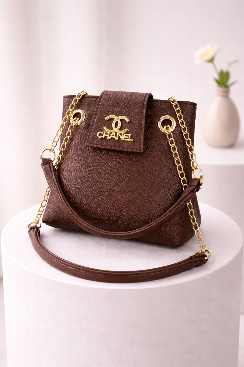 Classic Structured Bag with Elegant Gold Chains