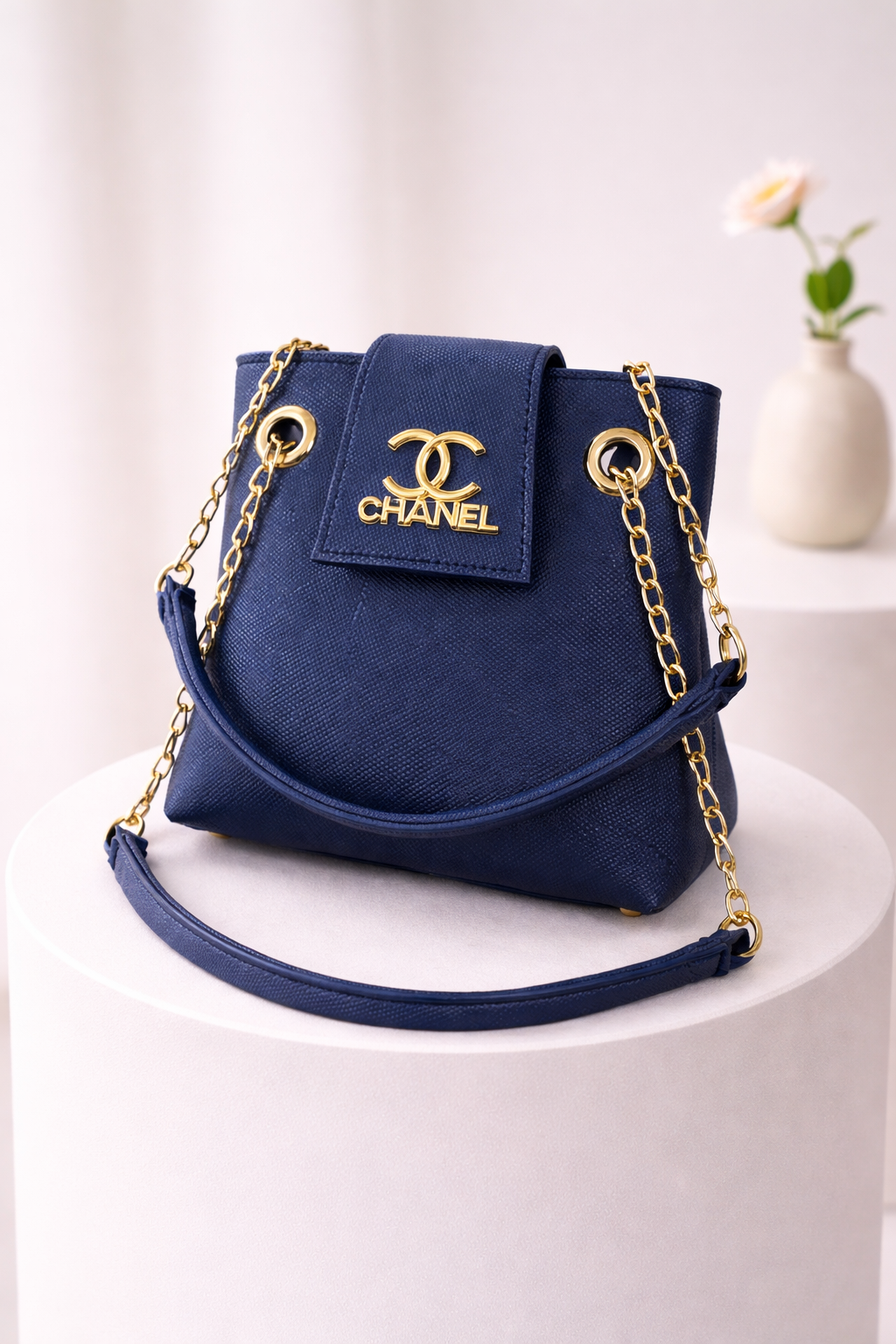 Classic Structured Bag with Elegant Gold Chains