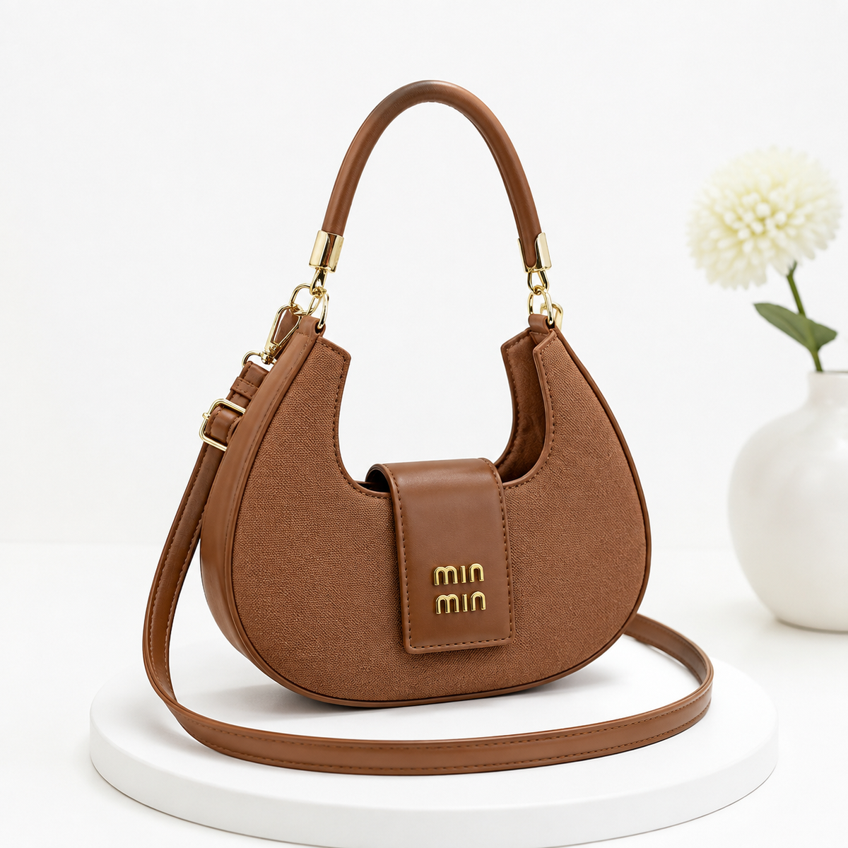 Crescent Structured Crossbody Bag