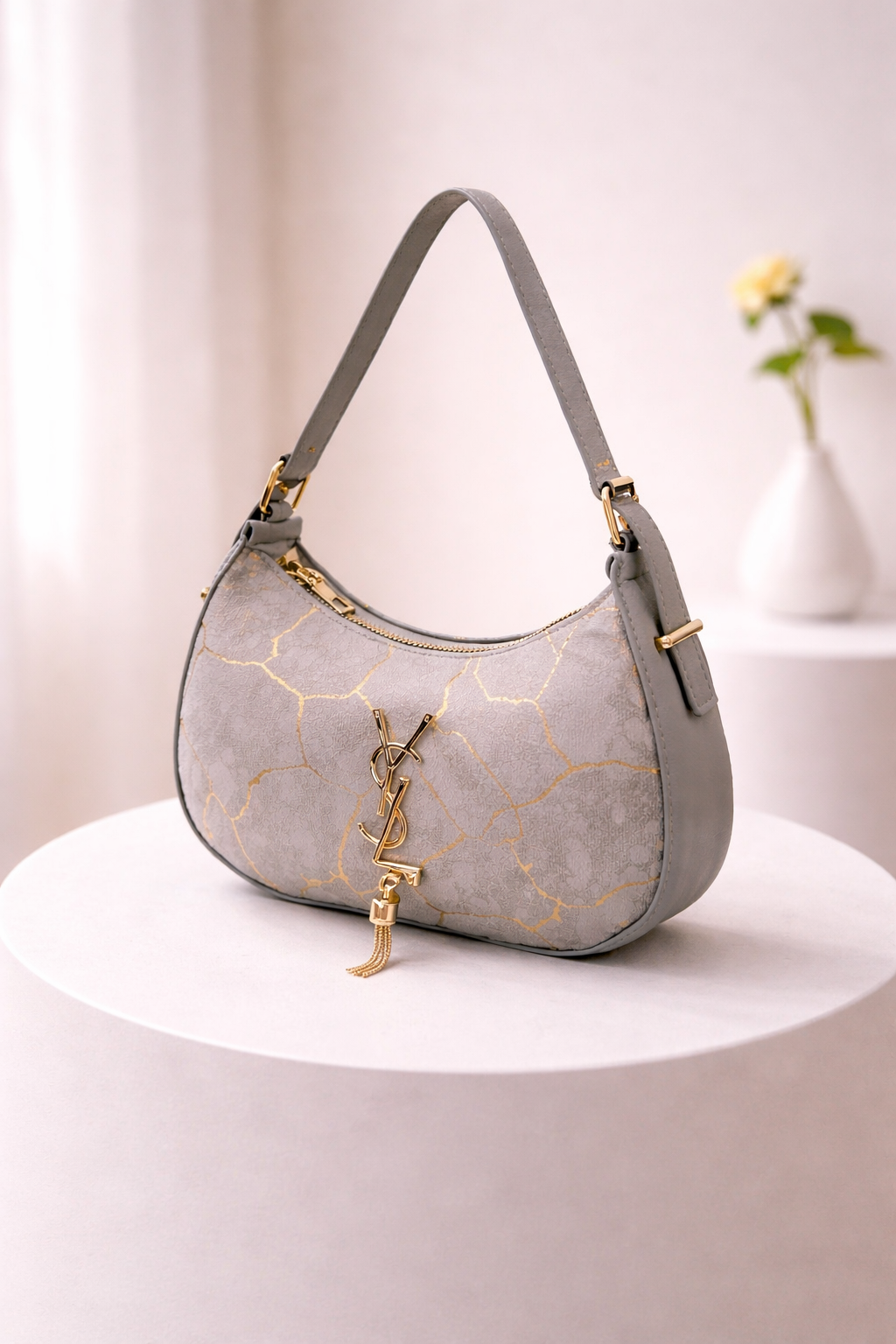 Classic Marble-Pattern Shoulder Crossbody Bag
