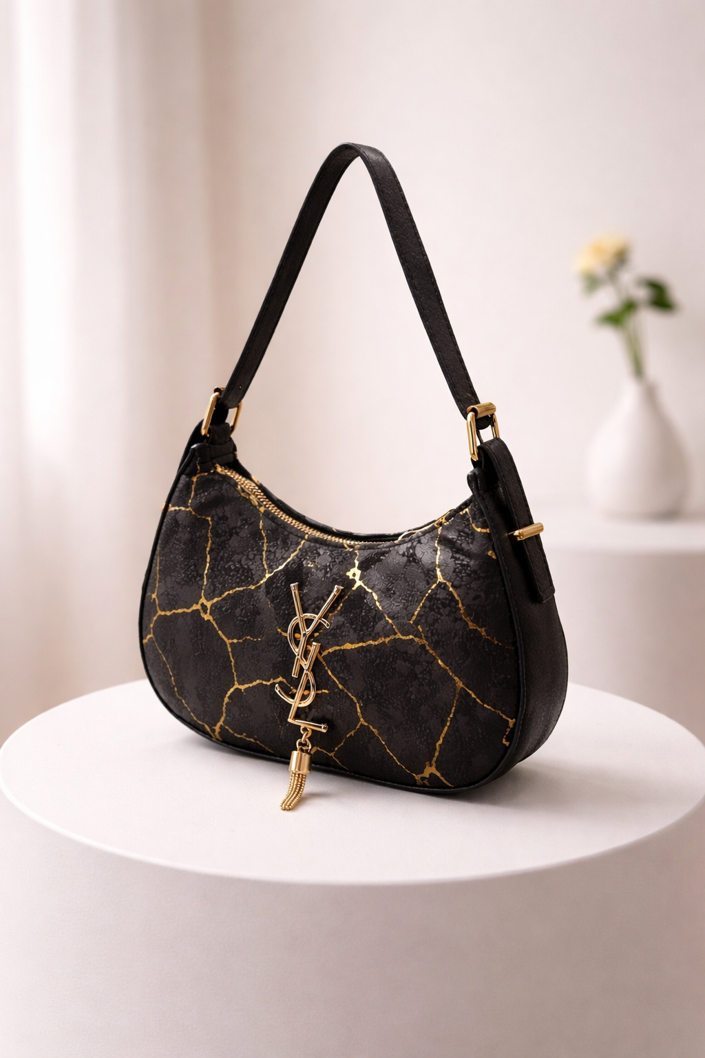 Classic Marble-Pattern Shoulder Crossbody Bag