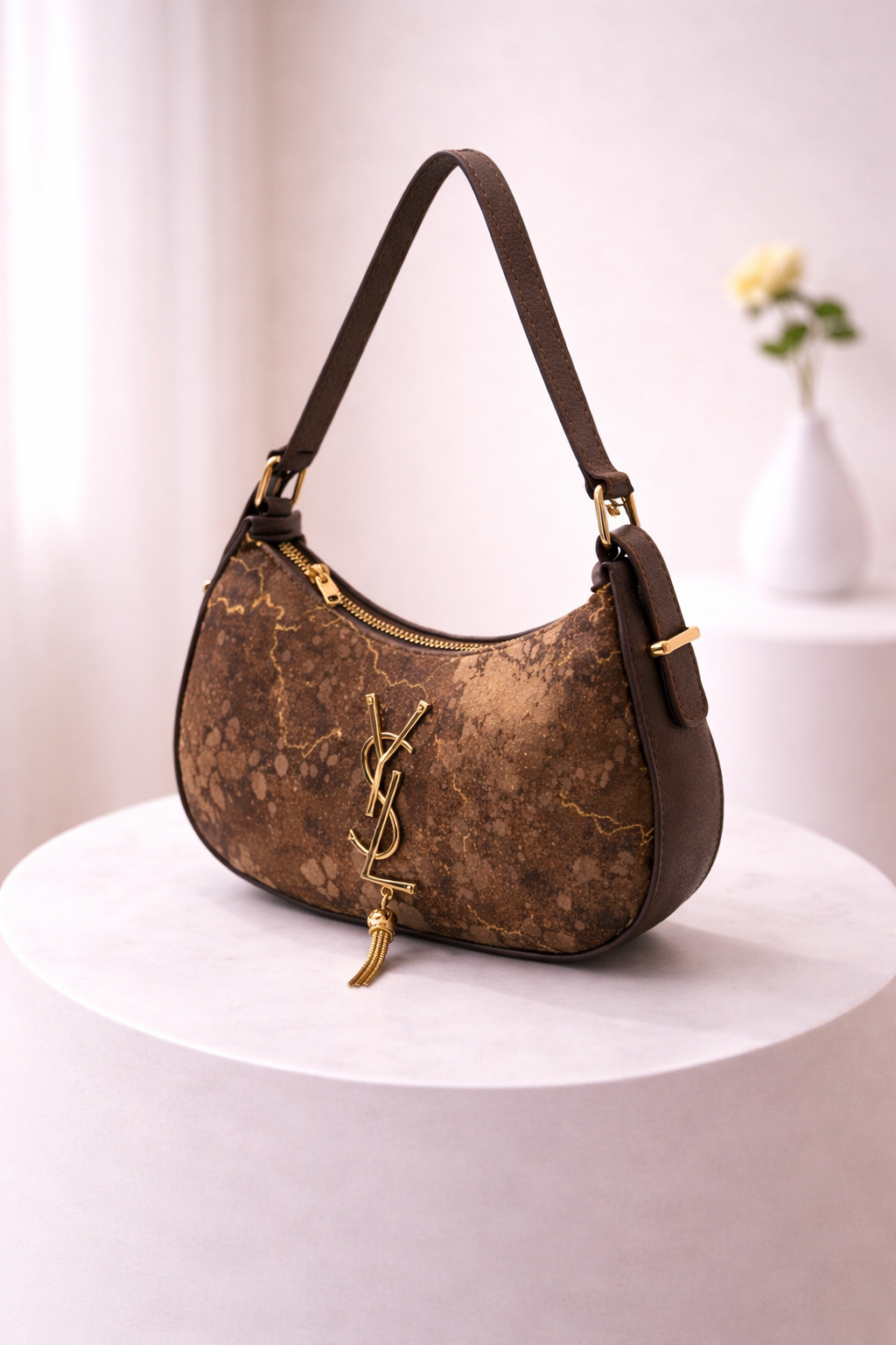 Classic Marble-Pattern Shoulder Crossbody Bag