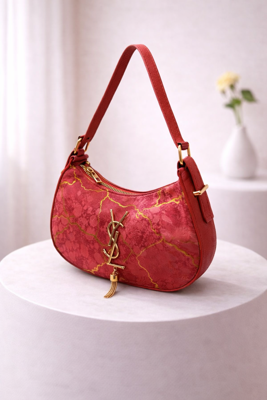 Classic Marble-Pattern Shoulder Crossbody Bag