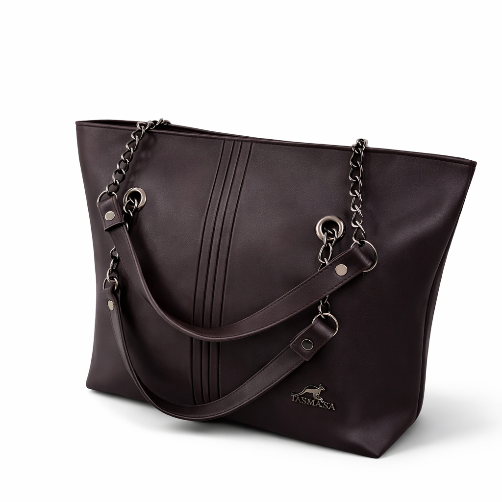 Chain Handle Structured Tote Bag
