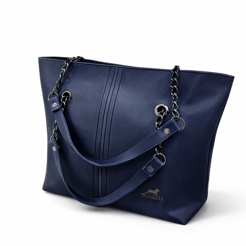 Chain Handle Structured Tote Bag