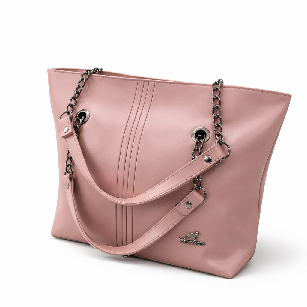 Chain Handle Structured Tote Bag