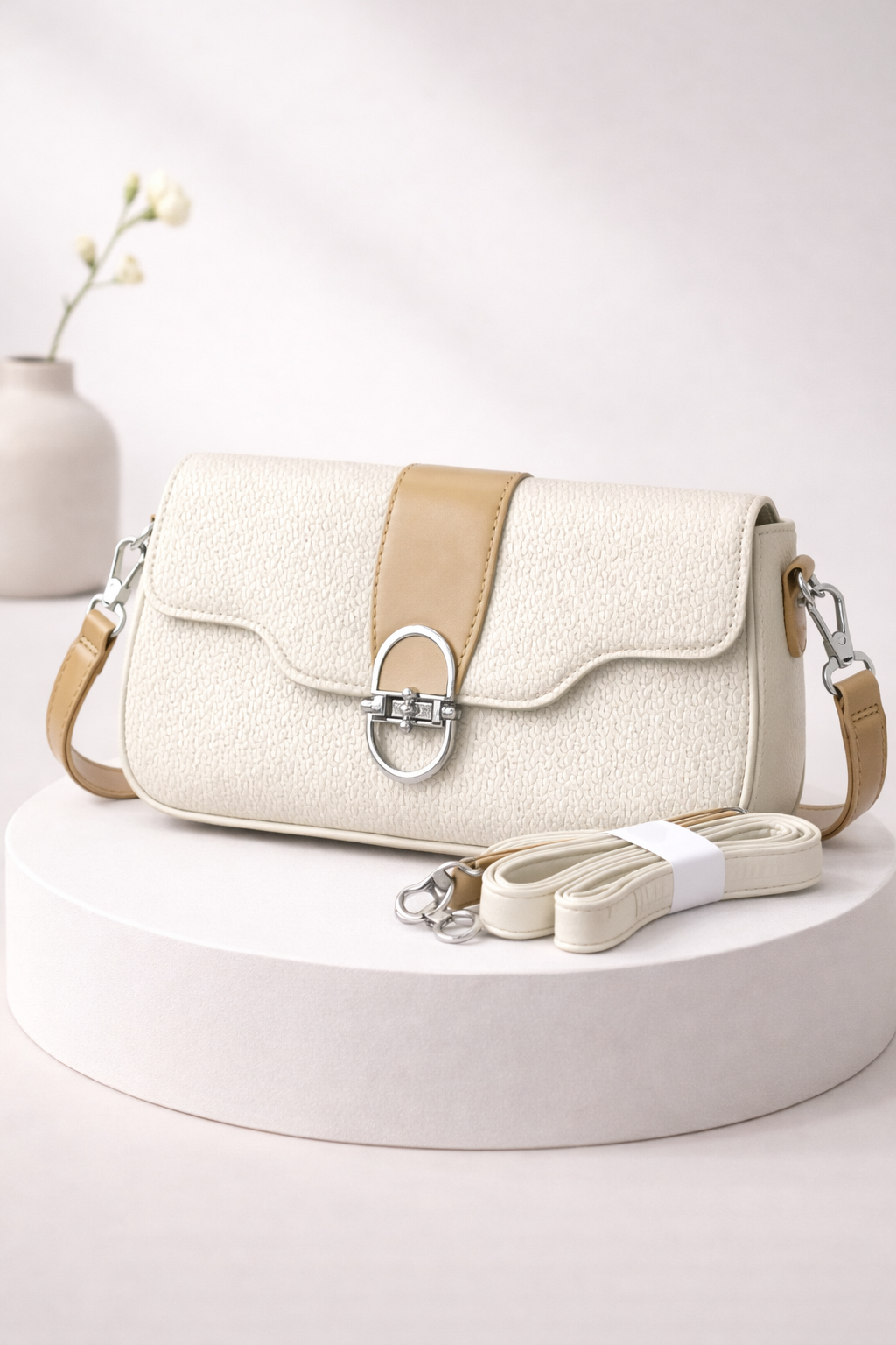 Signature Crossbody Handbag with Polished Oval Clasp