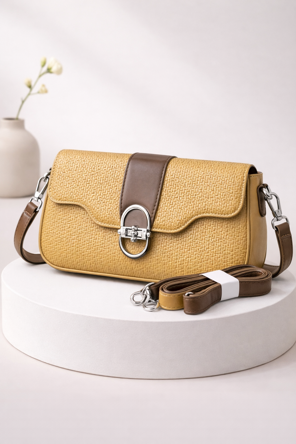 Signature Crossbody Handbag with Polished Oval Clasp