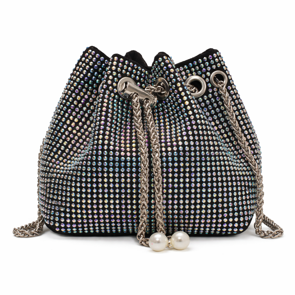 Crystal Embellished Bucket Bag