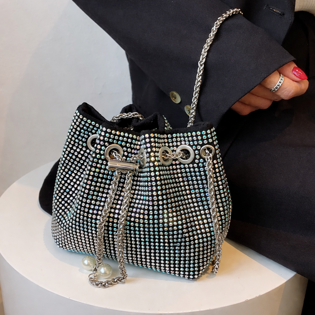 Crystal Embellished Bucket Bag
