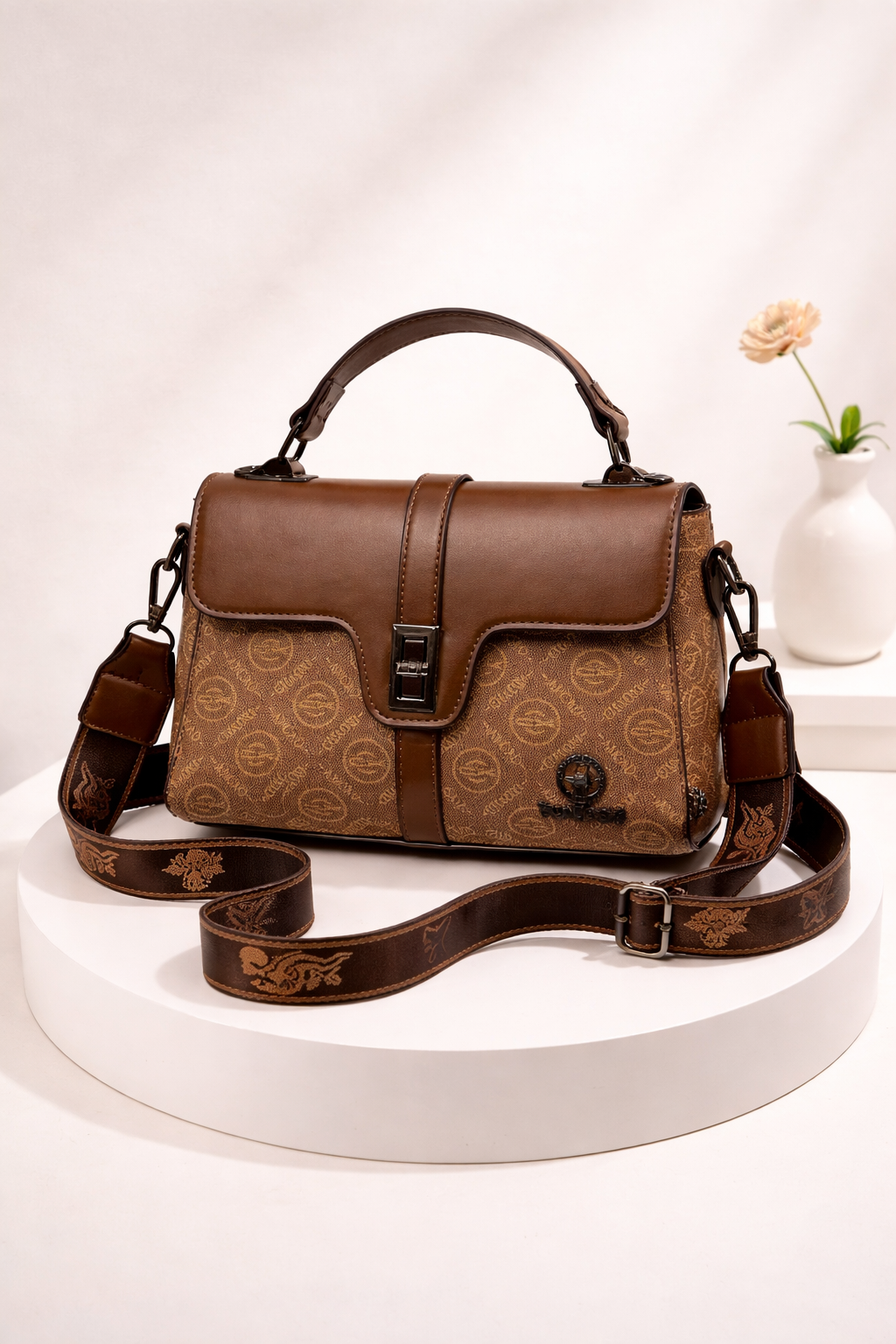 Premium Crossbody Bag with Monogram Detail