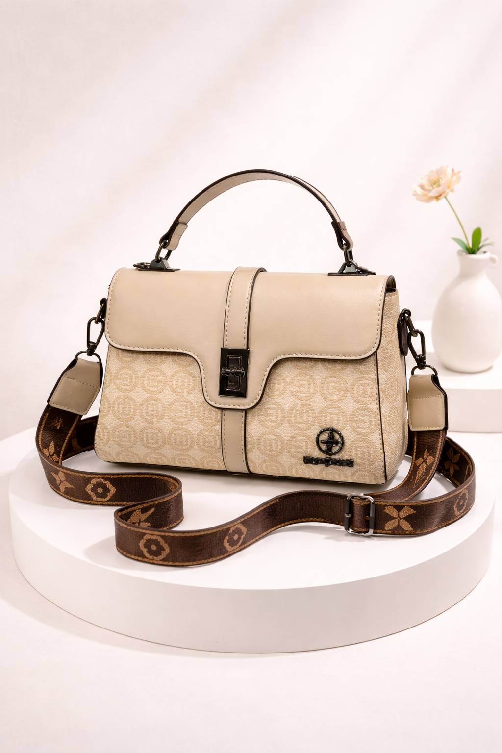 Premium Crossbody Bag with Monogram Detail