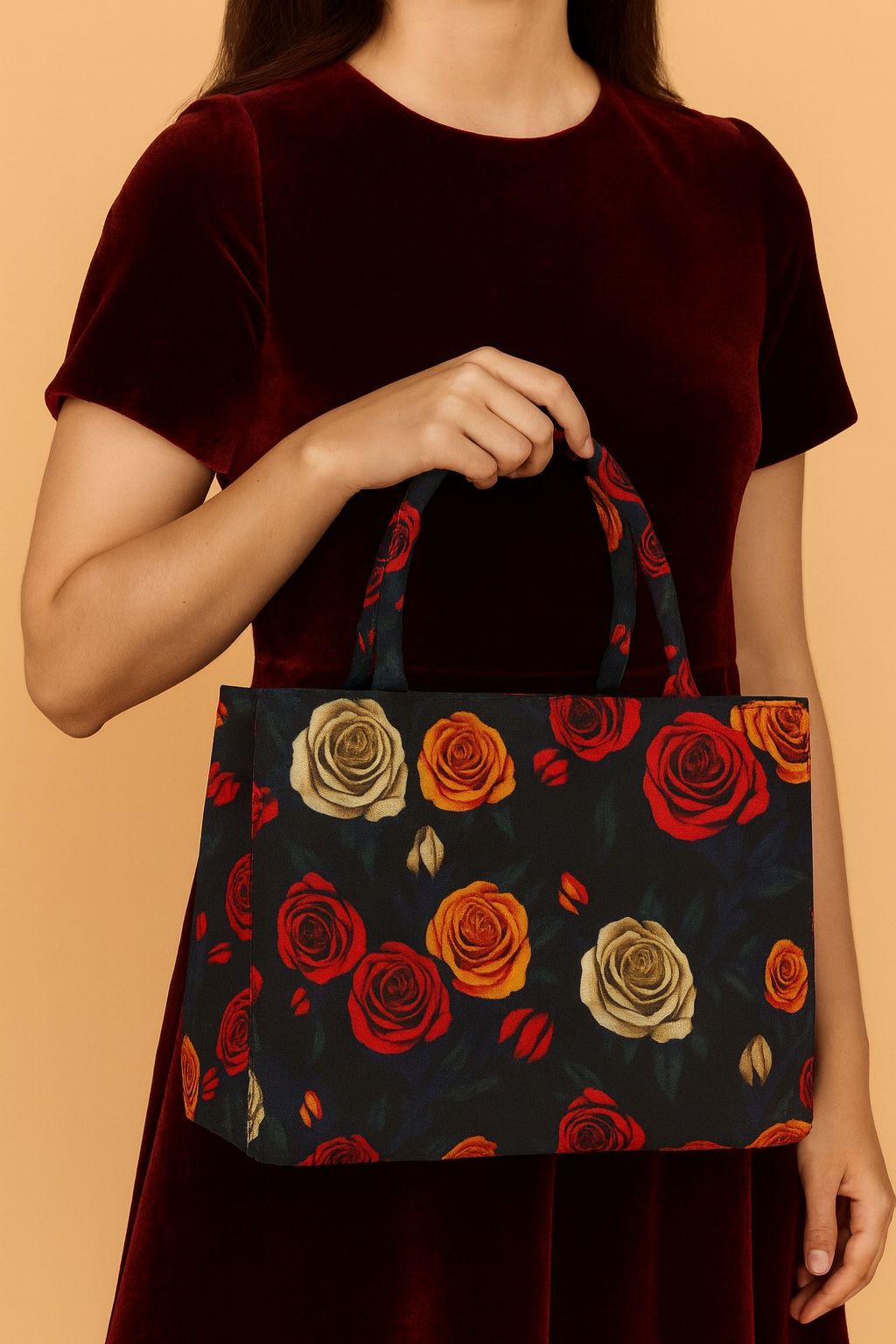 Rose Print Tote Bag