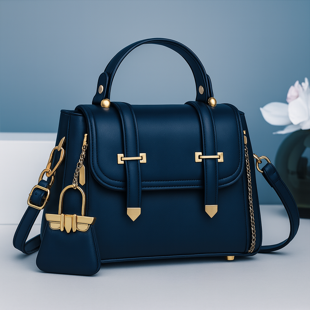 Soft Leather Crossbody Bag with Keychain