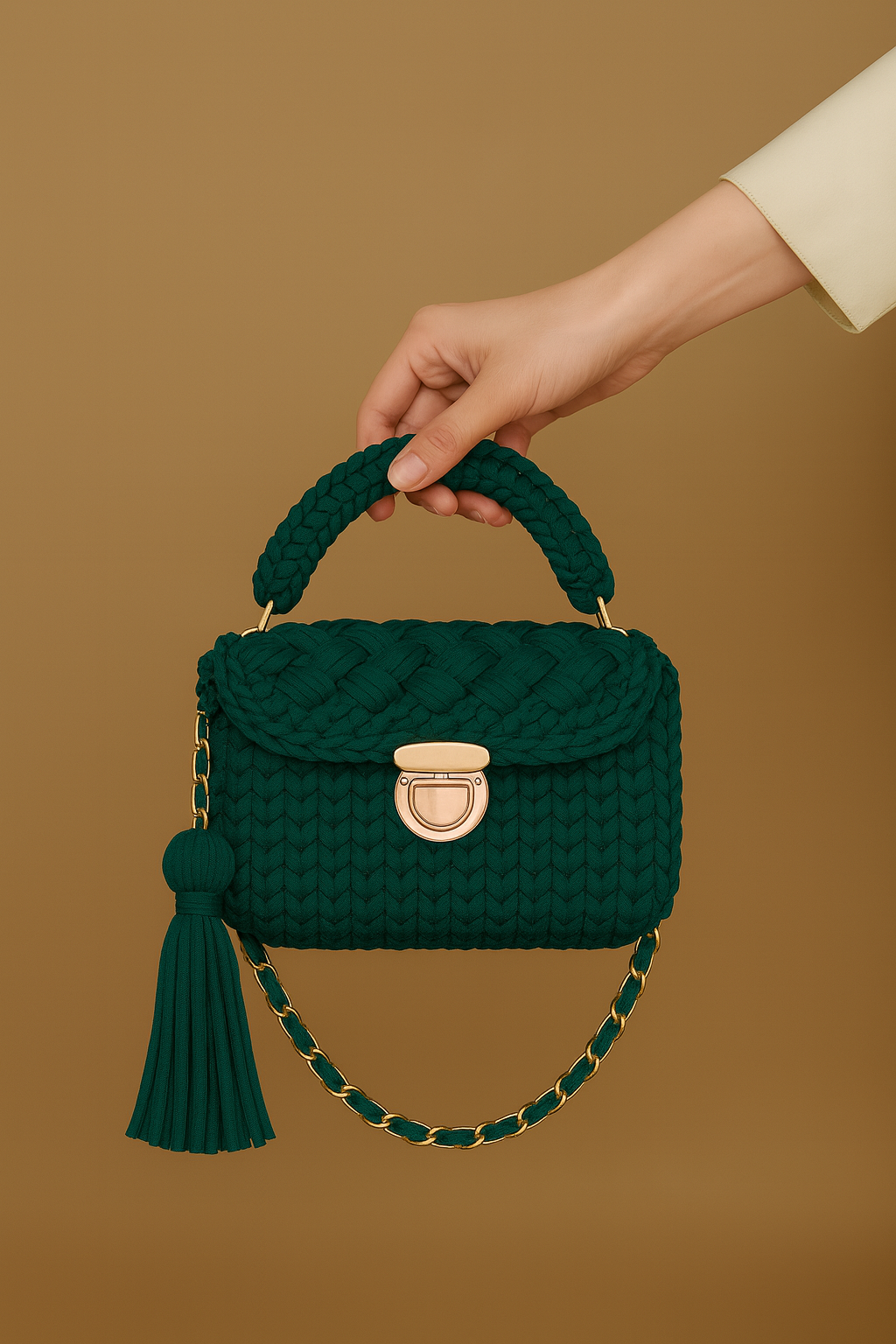 Deep Teal Crochet Handbag