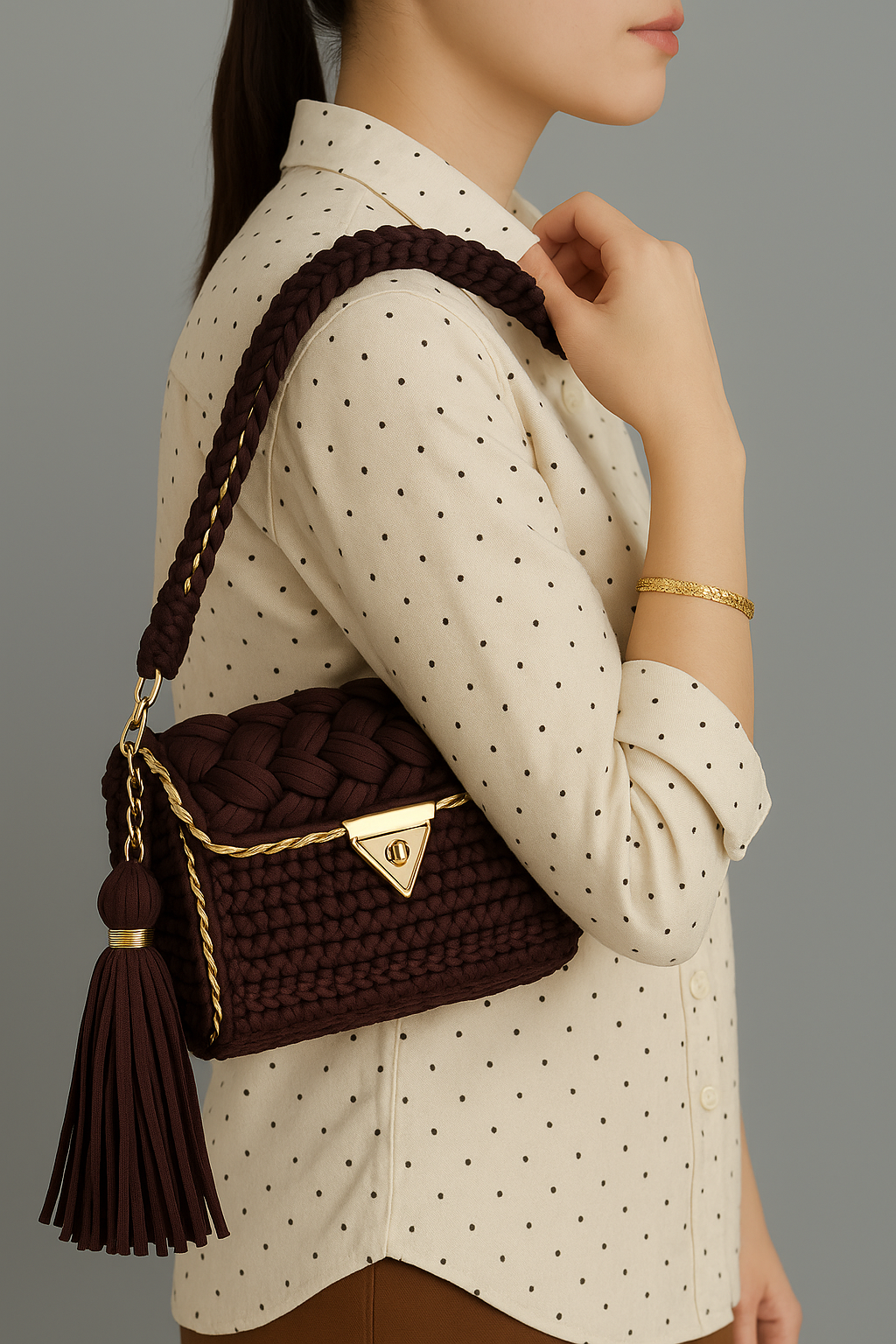 Chocolate Brown Crochet Handbag