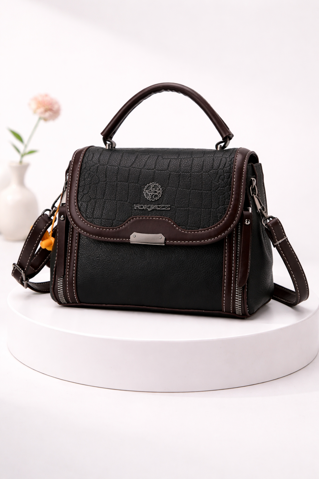 Premium Structured Crossbody Handbag with Contrast Trim