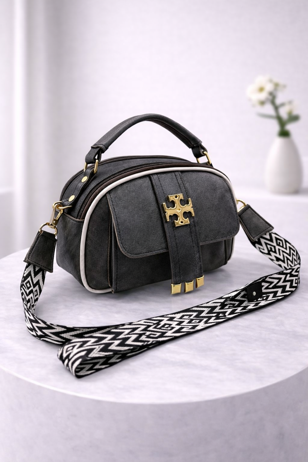 Stylish Crossbody Bag for Women with Gold Hardware