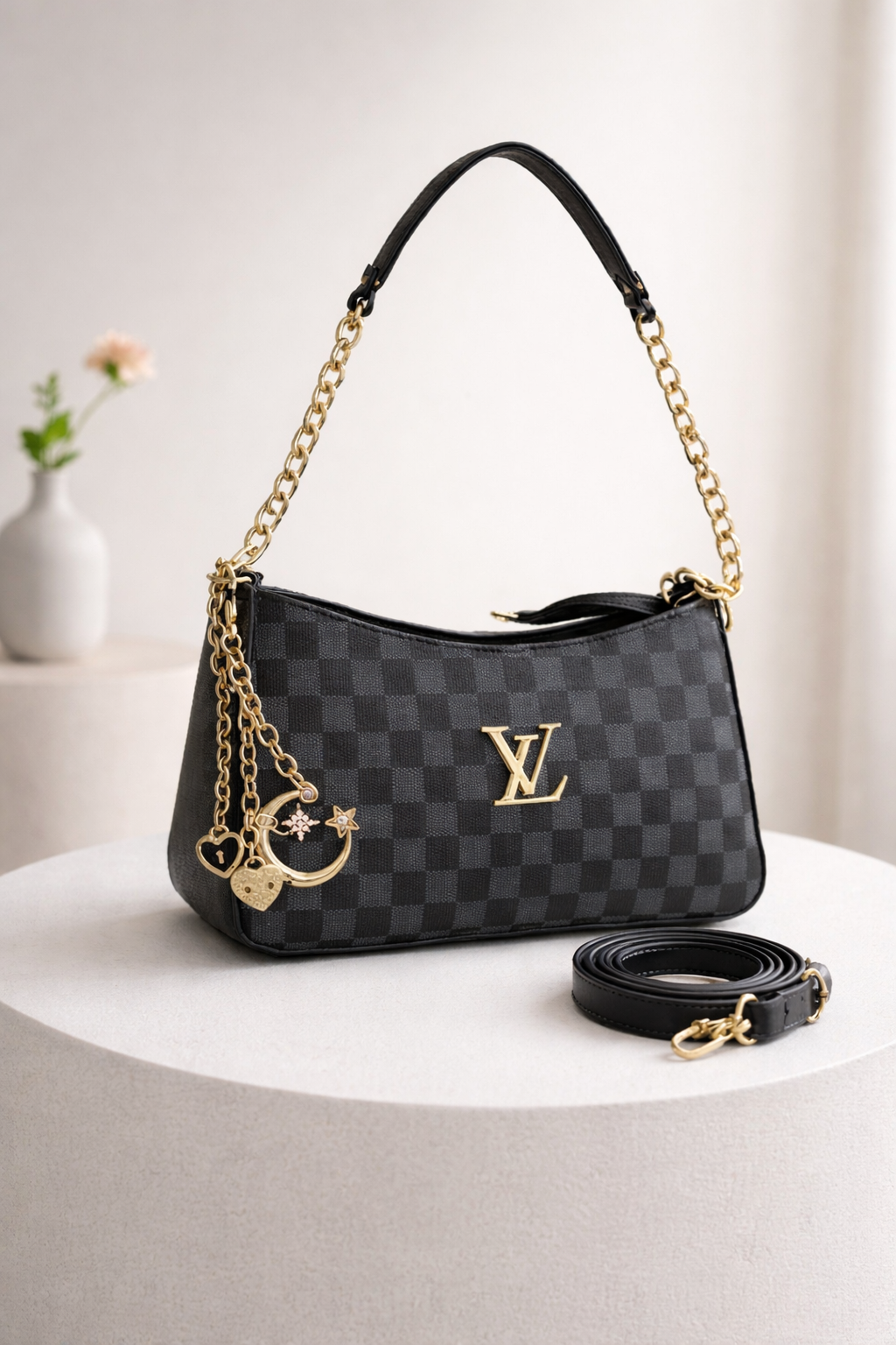 Charming Crossbody Bag with Gold Accents