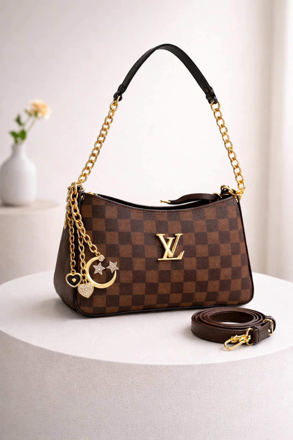 Charming Crossbody Bag with Gold Accents