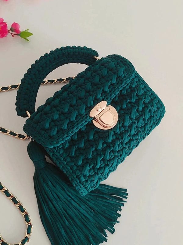Deep Teal Crochet Handbag