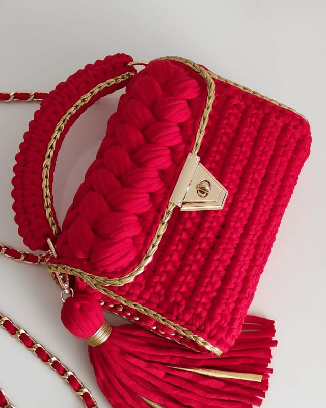 Red Handcrafted Crochet Handbag