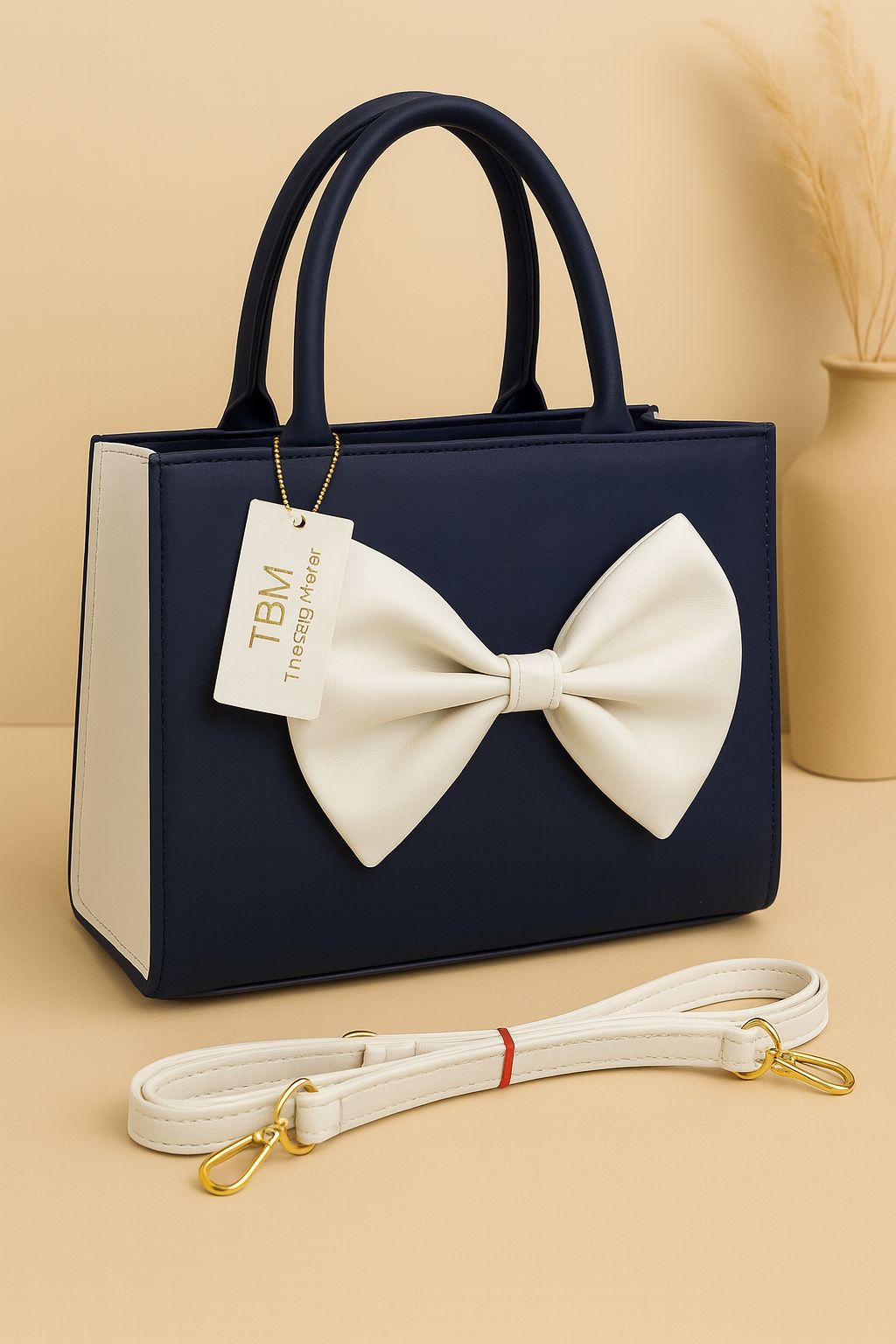 Elegant Taupe Bow Handbag