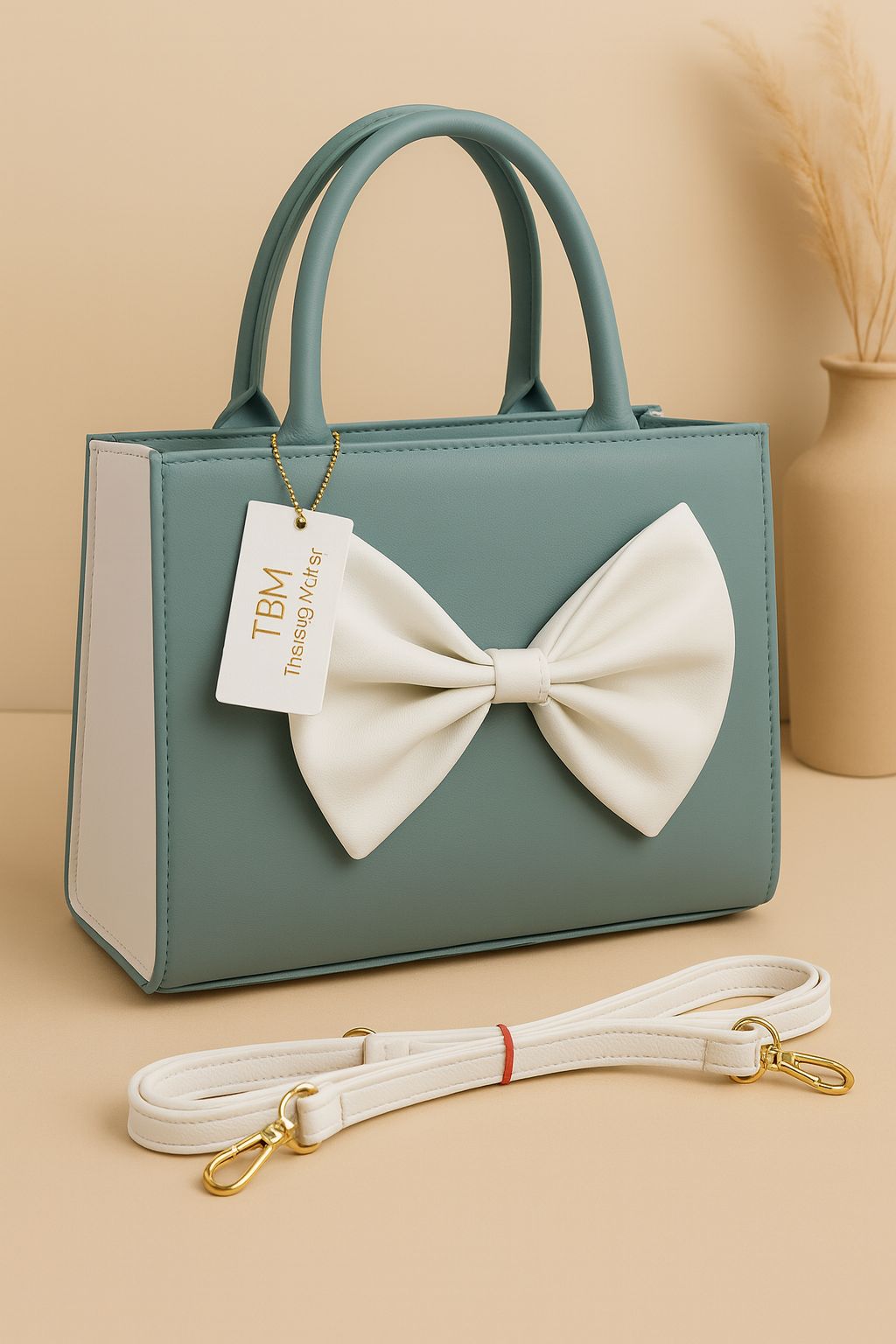 Elegant Taupe Bow Handbag