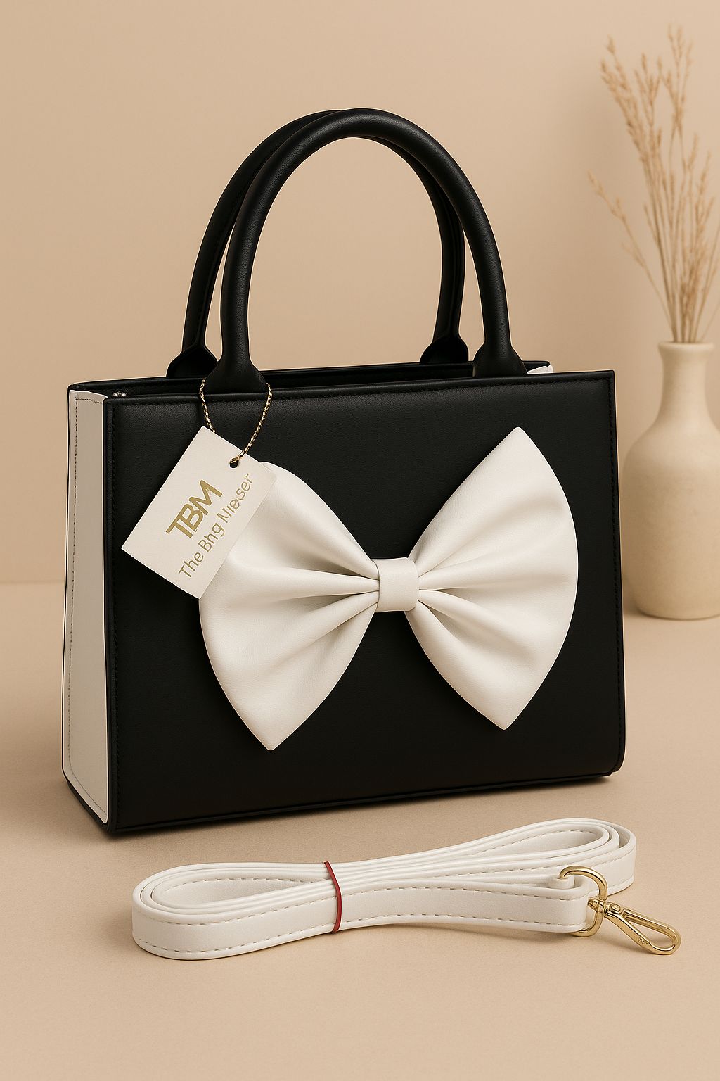 Elegant Taupe Bow Handbag