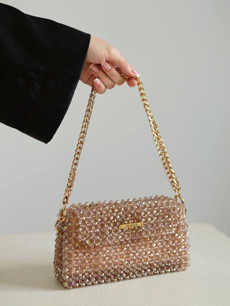 Crystal Beaded Shoulder Bag