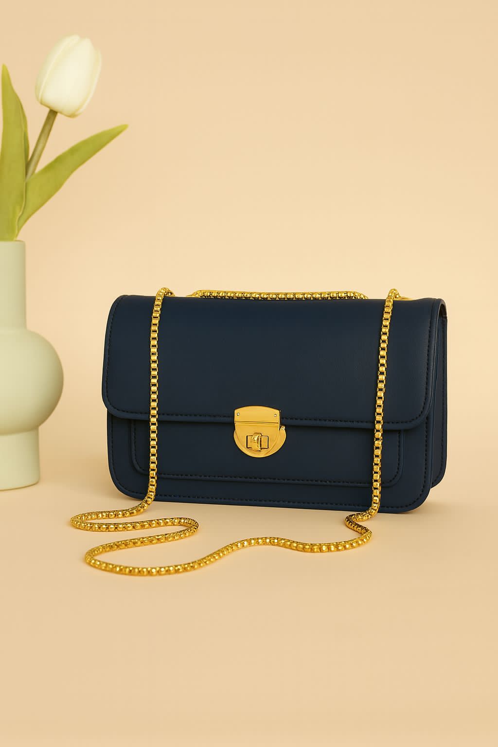 Premium Crossbody Bag – with Long Chain Strap and Zipped Partition