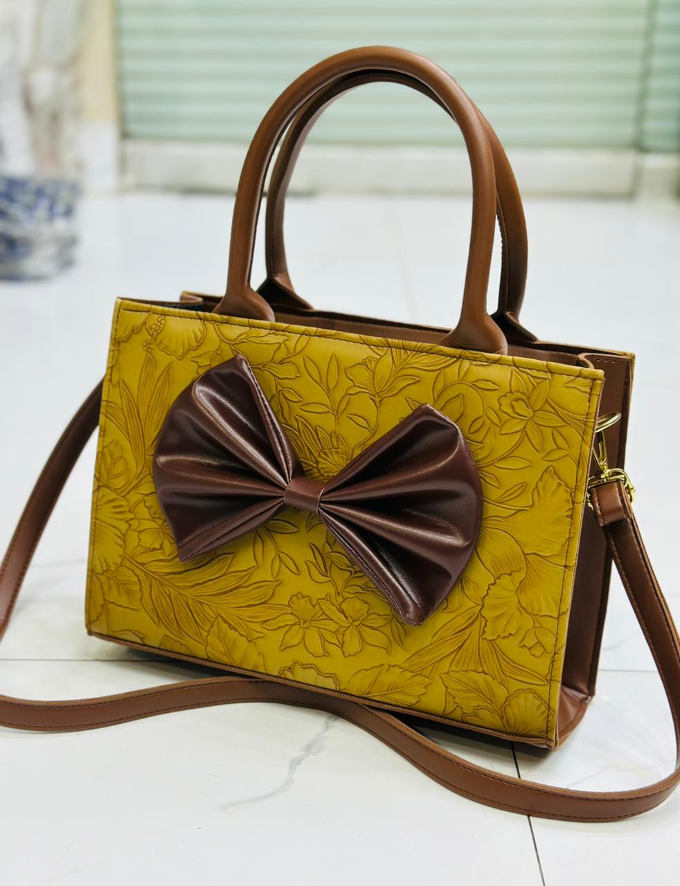 Bow-Style Printed Handbag