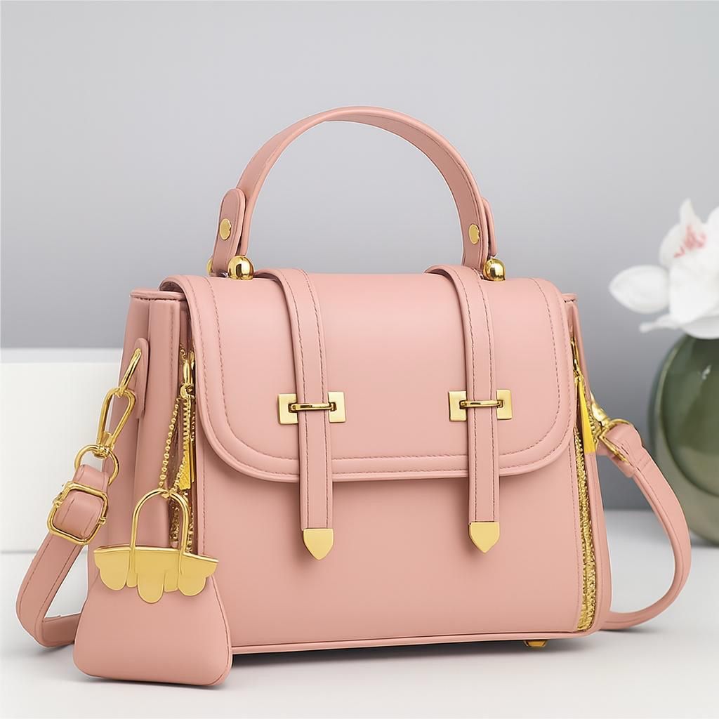 Soft Leather Crossbody Bag with Keychain