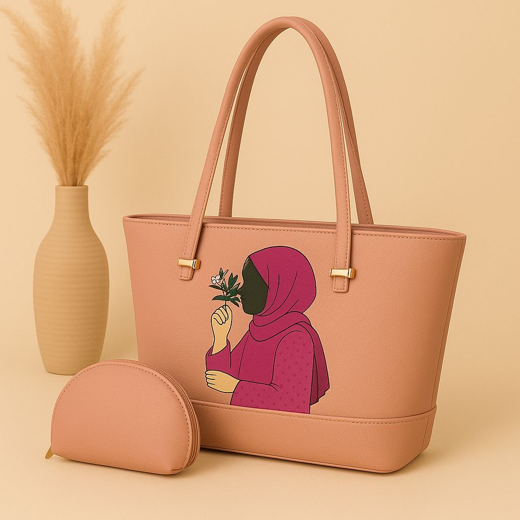 Tote Bag with Hijabi Art – Premium Everyday Handbag Set