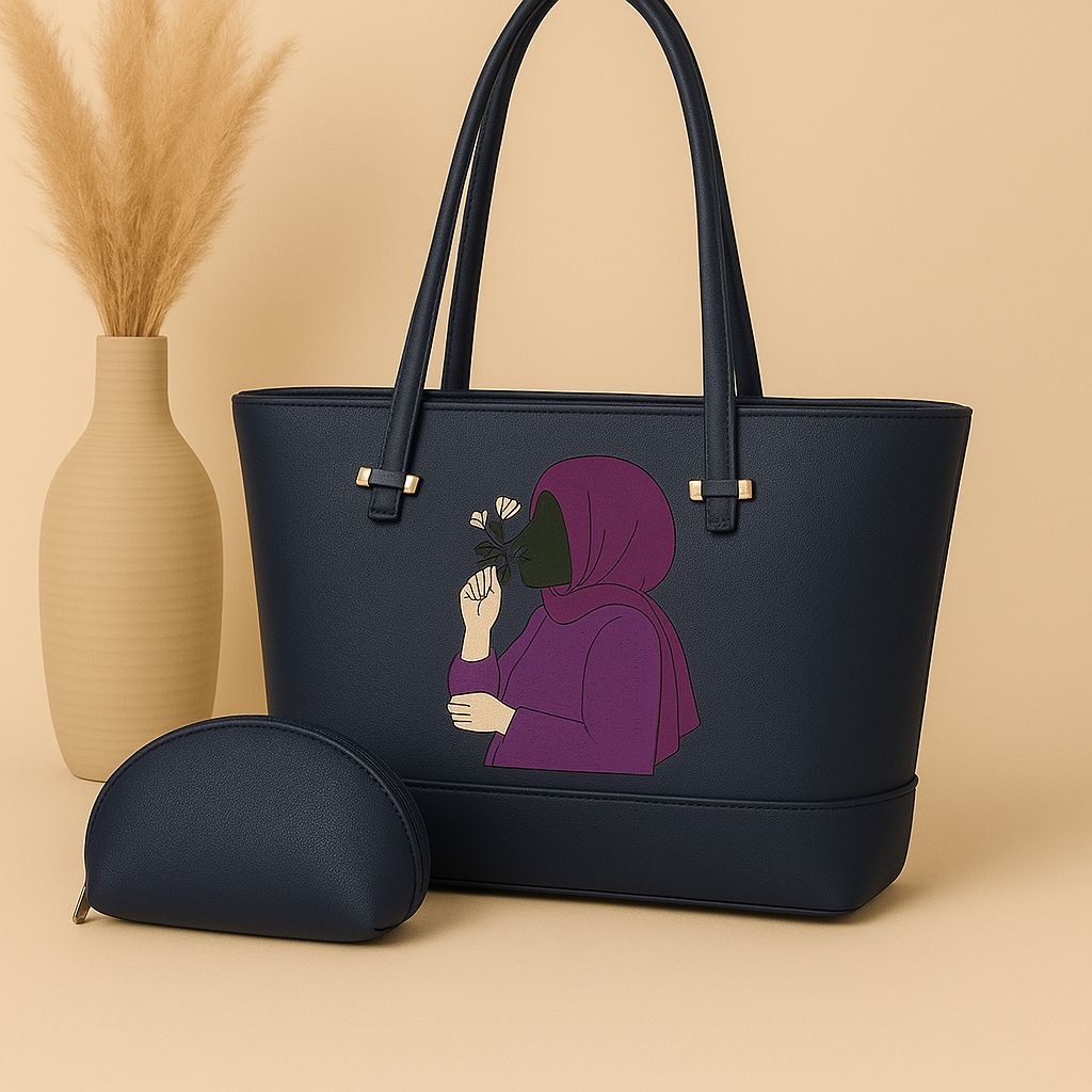 Tote Bag with Hijabi Art – Premium Everyday Handbag Set