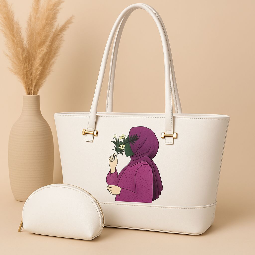 Tote Bag with Hijabi Art – Premium Everyday Handbag Set