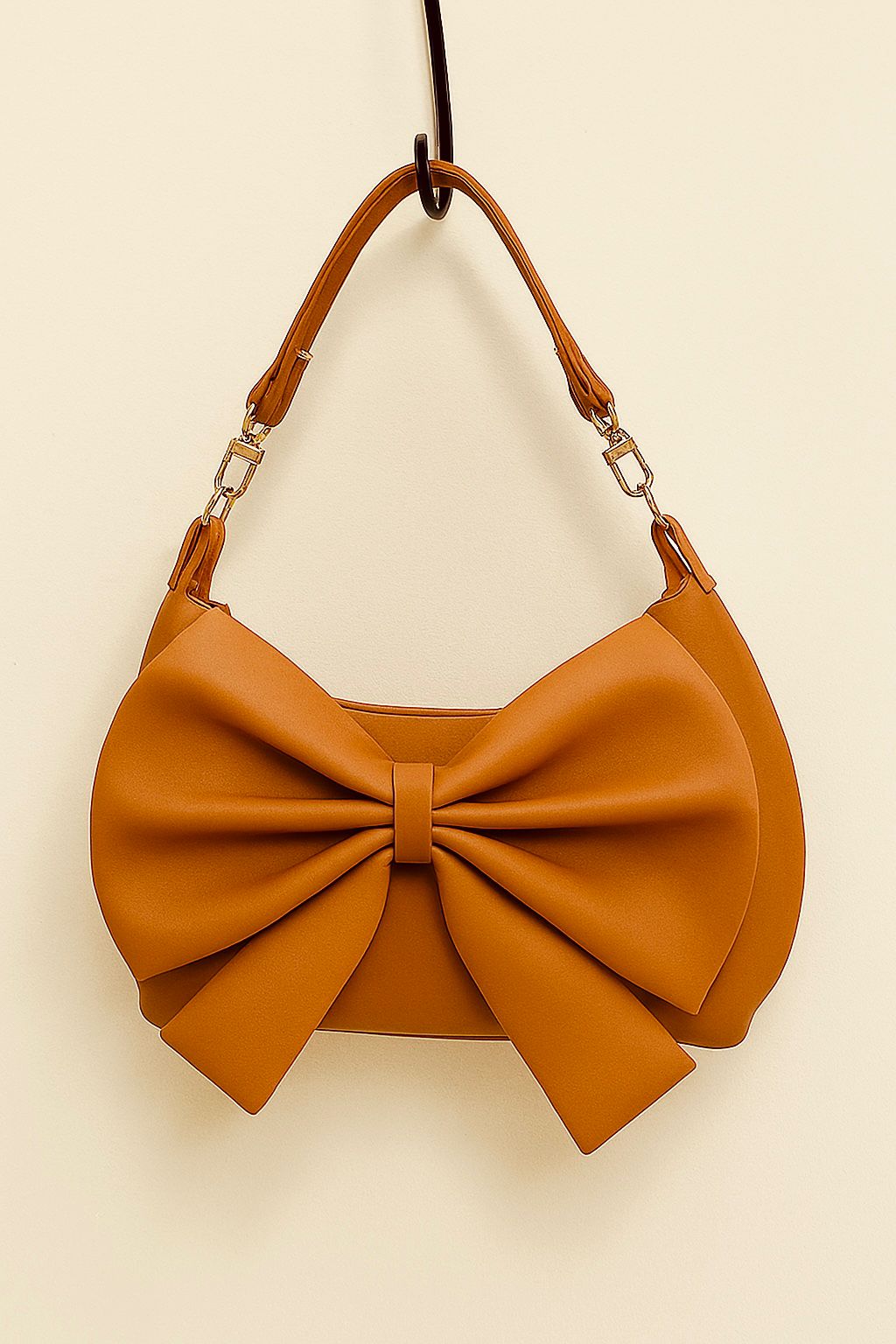 Bow Style Moon Handbag with Adjustable Strap