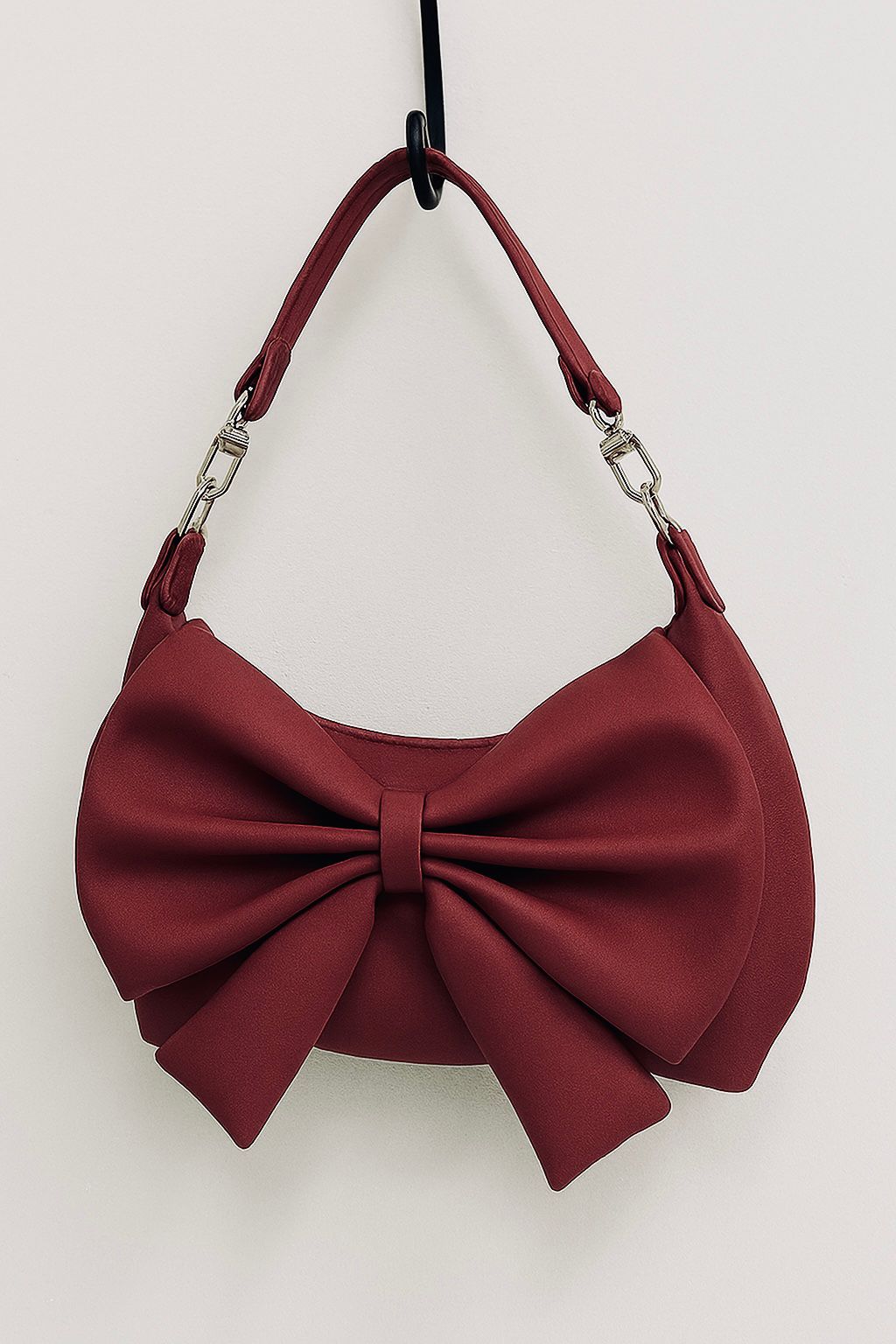 Bow Style Moon Handbag with Adjustable Strap