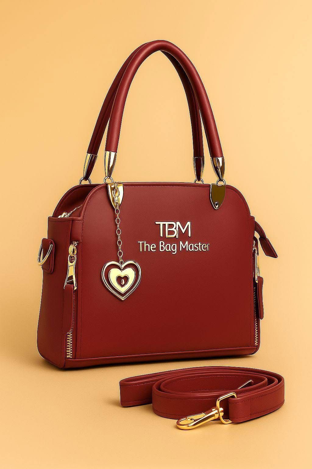 Premium Synthetic Leather Bag with Keychain & Long Strap