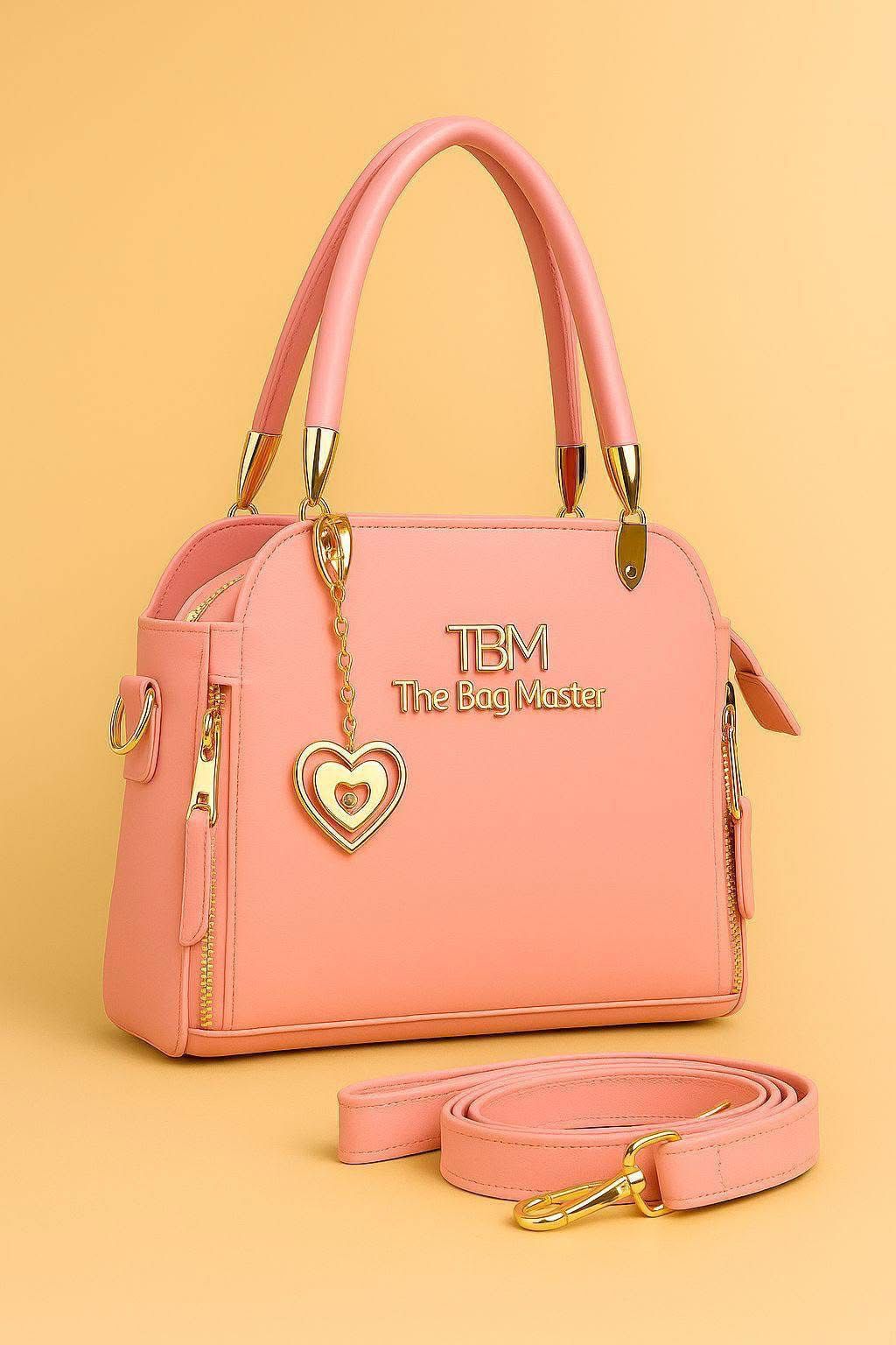 Premium Synthetic Leather Bag with Keychain & Long Strap