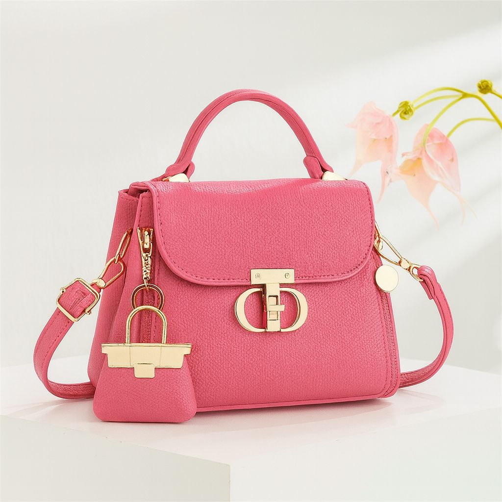 Premium Leather Crossbody Bag with Mini Keychain