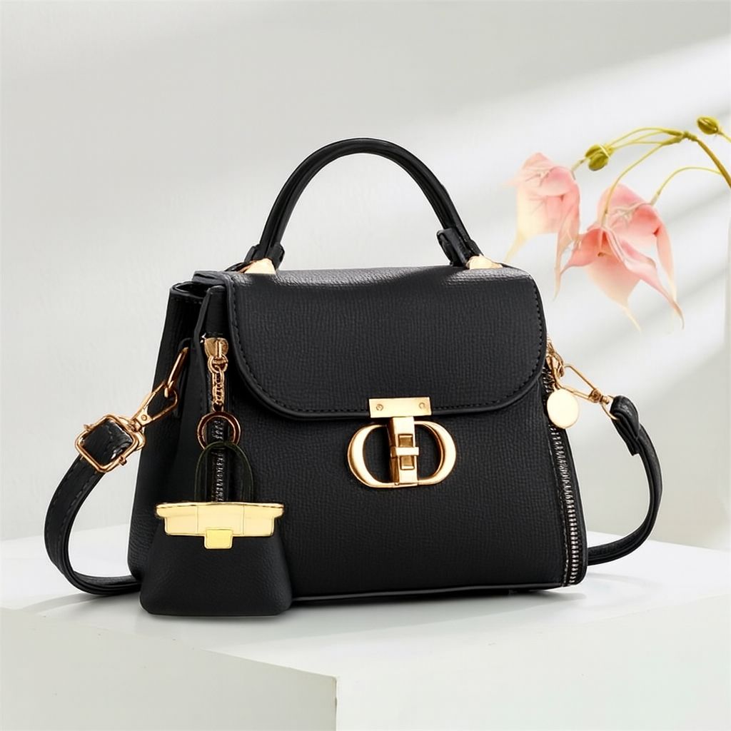 Premium Leather Crossbody Bag with Mini Keychain