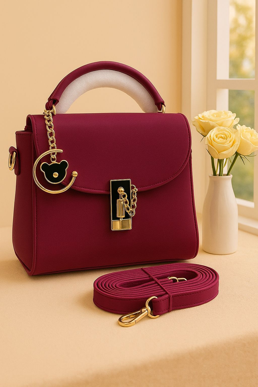 Classic Top Handle Handbag with Charm