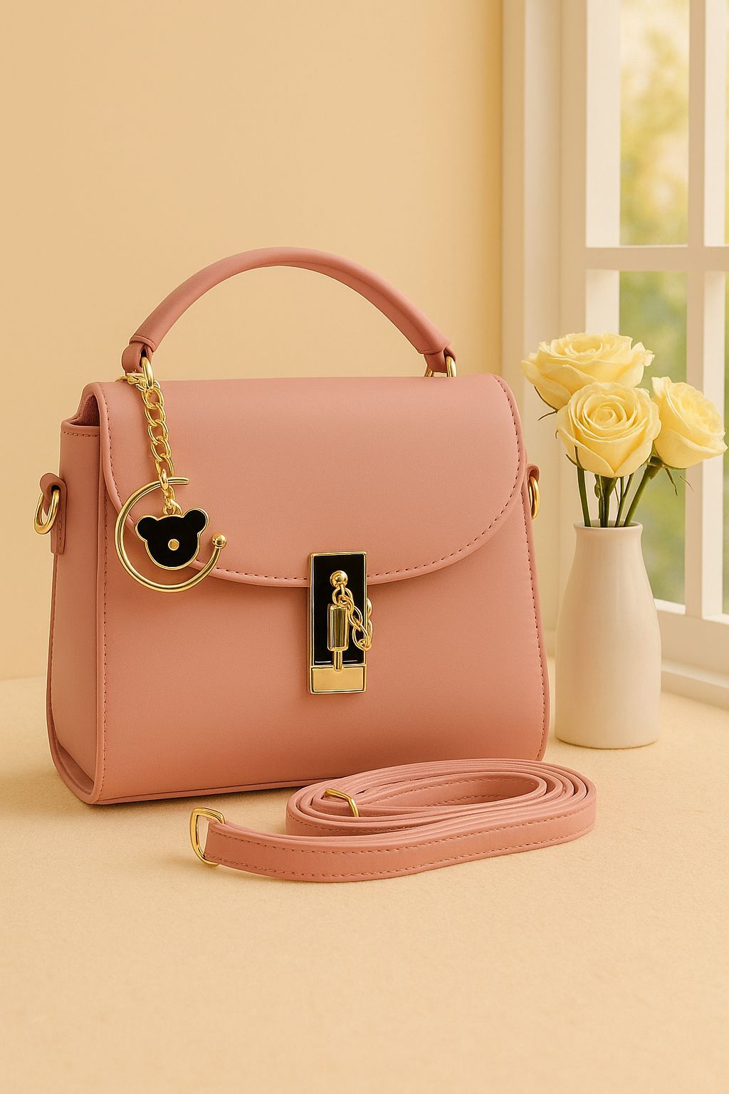Classic Top Handle Handbag with Charm