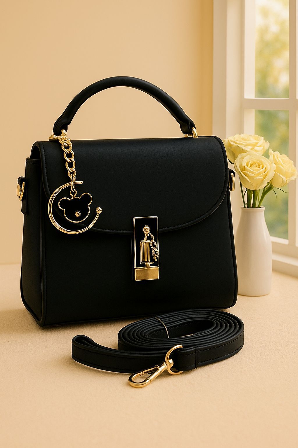 Classic Top Handle Handbag with Charm
