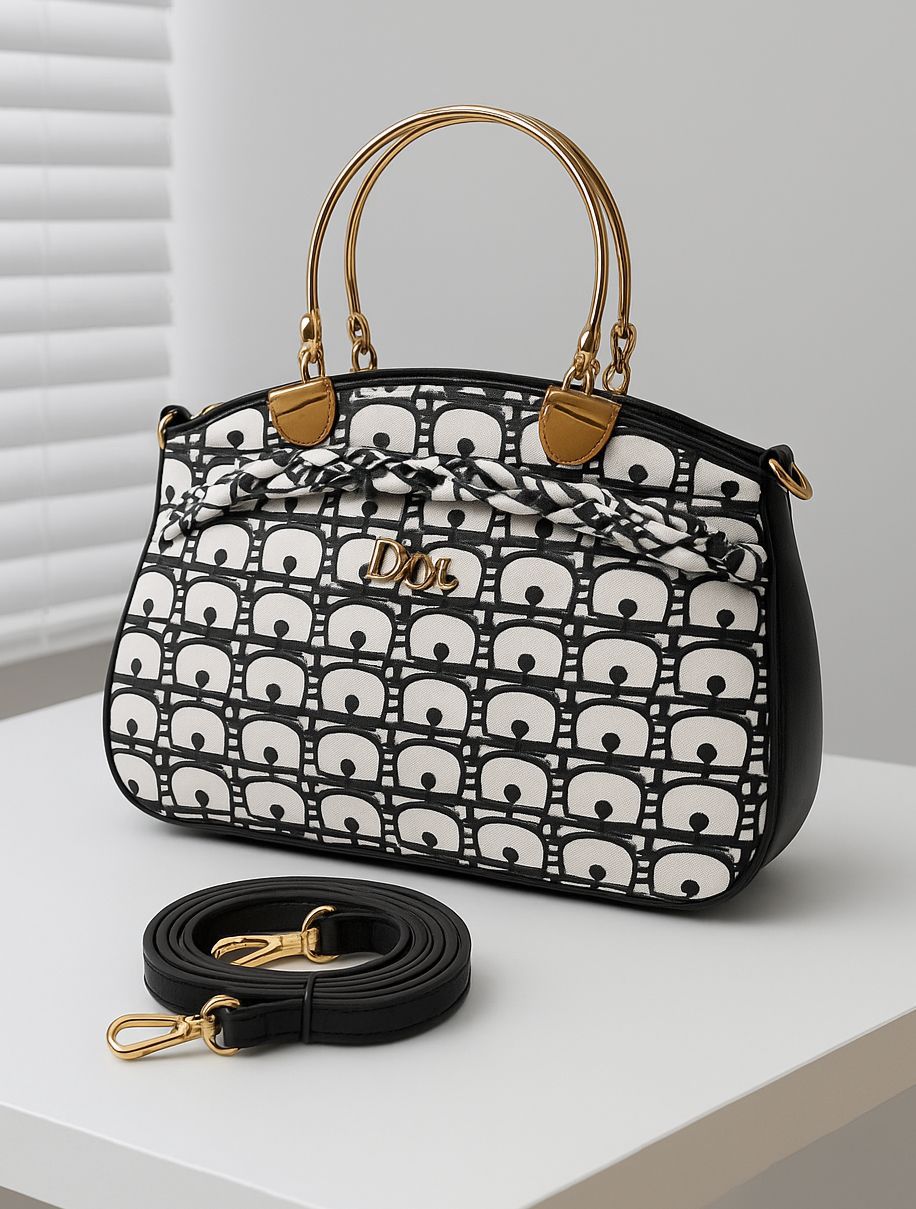 Stylish Patterned Handbag with Dual Carry Options