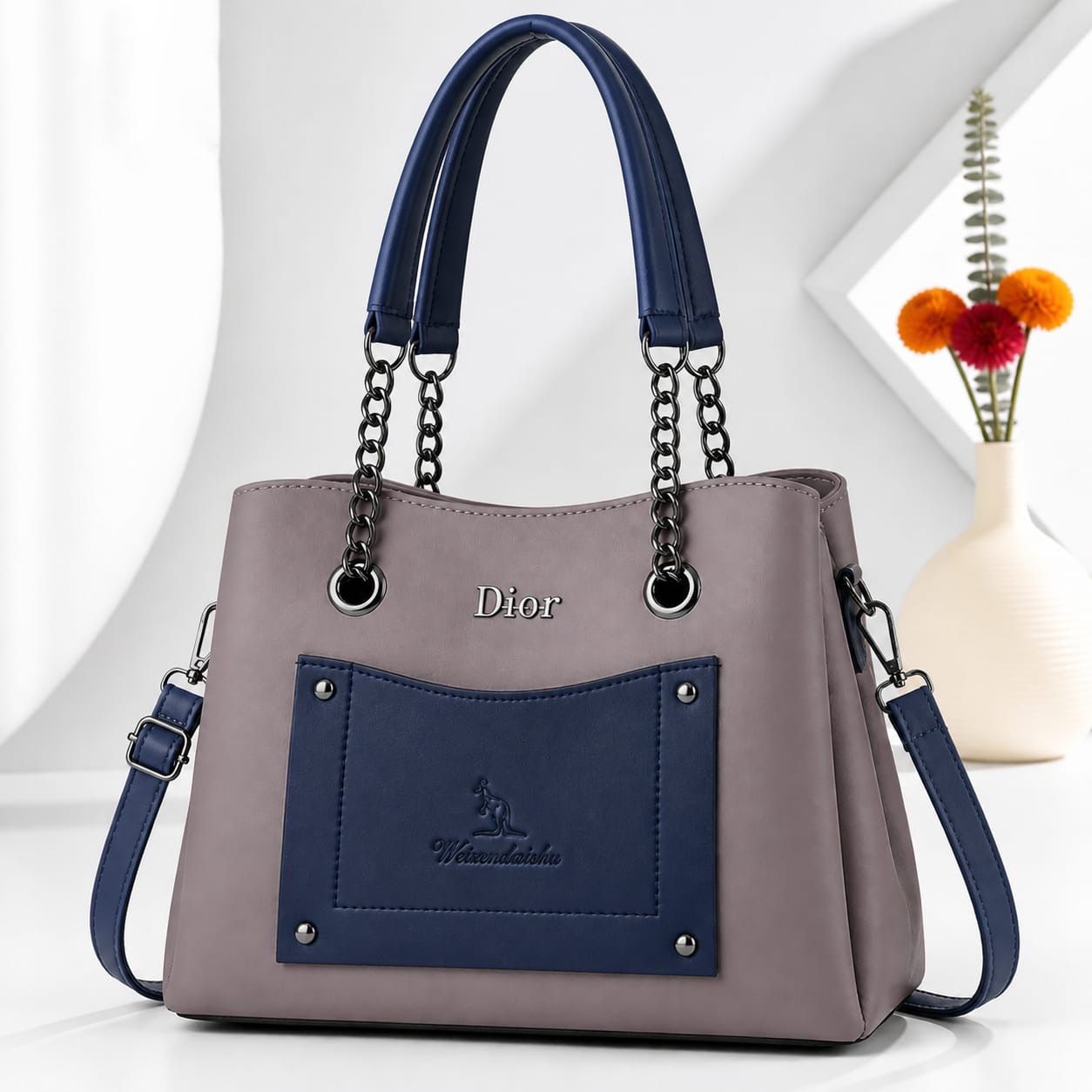 Chic Handbag with Dual-Tone Accent