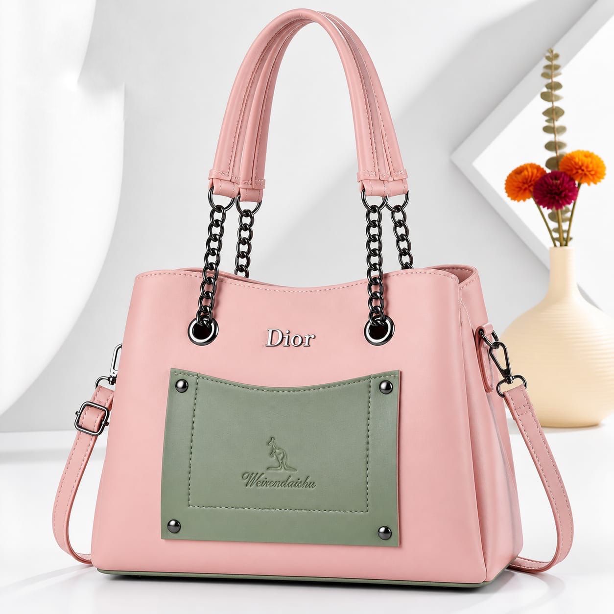 Chic Handbag with Dual-Tone Accent